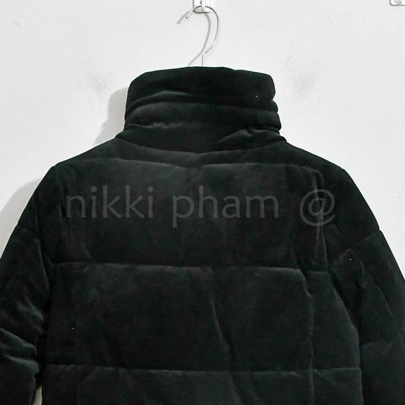 NWT NEW WOMENS ISAAC MIZRAHI NEW YORK VELVET PUFFER JACKET COAT IN black - Picture 4 of 6